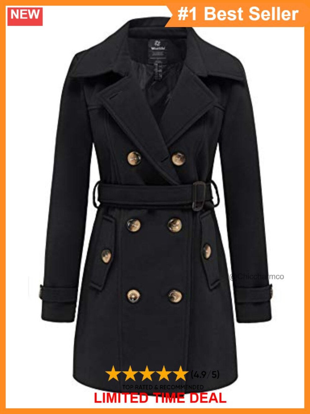 Double Breasted Pea Coat Winter Mid-Long Trench Coat